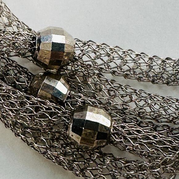 Sterling Silver 925 Dainty Byzantine Woven Bracelet with Faceted Ball Detail - Picture 3 of 9